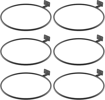 8in Wall Flower Pot Holder Bulk 6Pack Ring Plant Hanger, Metal Planter Hooks Wall Mounted Bracket Heavy Duty for Outdoor Indoor Black