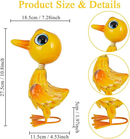 Metal Garden Statue Decor for Outside,Yellow Duck Garden Sculptures Lawn Ornaments Garden Yard Art for Backyard Patio Decoration