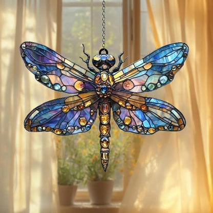 Dragonfly Acrylic Suncatcher, Bohemian Suncatchers for Window Hanging Ornament, Stained Glass Effect Indoor Outdoor Garden Decor for Dragonfly Lovers, Gifts for Mother's Day, Mom, Grandma, Wife, Women