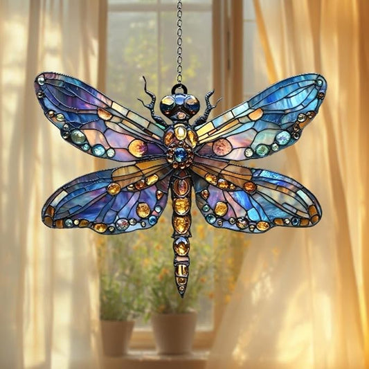 Dragonfly Acrylic Suncatcher, Bohemian Suncatchers for Window Hanging Ornament, Stained Glass Effect Indoor Outdoor Garden Decor for Dragonfly Lovers, Gifts for Mother's Day, Mom, Grandma, Wife, Women