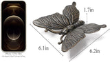 BRASSTAR Cast Iron Butterfly Statue Art Decor for Garden, Lawn, Yard, Patio, Farmhouse, Pond, Backyard, Office Desk Paper Weight Decoration (Black, L)