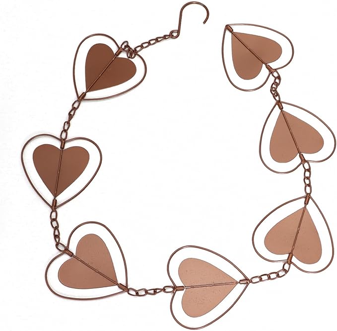 Metal Rain Chain Drainage Function Decorative Heart Shape Wind with Hook for Balcony Patio Hallway