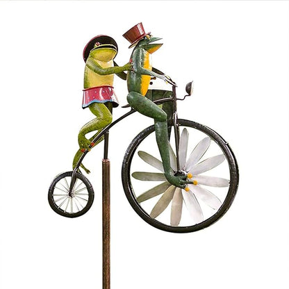 Outdoor Statues, Vintage Frogs Bicycle Metal Lawn Ornaments, Creative Garden Sculptures Outdoor Figurines for Bike Spinner Yard Patio Lawn Garden Art