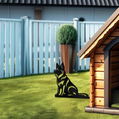 WADORN German Shepherd Metal Yard Art Decor, Dog Stainless Steel Outdoor Tree Silhouette Stake for Tree Yard Garden Patio Animal Outdoor Decor Gift for Housewarming Home Art Decor