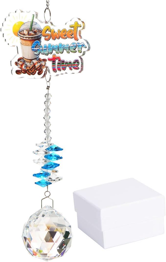Summer Crystal Suncatcher for Windows Rainbow Maker Hanging Prism Ornament, Sunlight Catcher for Home and Garden Decor, Perfect Summer Gift for Mom Friends or Grandma
