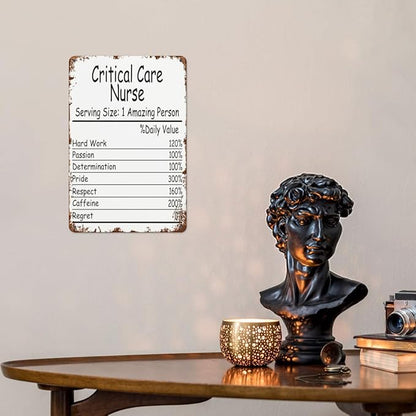 Vintage Retro Metal Wall Decor Signs Critical Care Nurse Amazing Person Daily Value for Home,Kitchen,Bathroom,Patio & Garden Inspirational & Funny Life Quotes 8x12 Inches