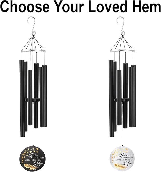 Personalized 30" Memorial Wind Chimes for Outside, Bereavement Gift in Remembrance of a Loved One, Sympathy Gift for Loss of Mother Father Husband, Garden Patio Decor