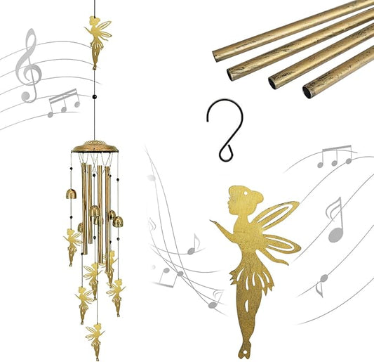 Wind Chimes for Outside Unique - Large Flower Fairy Garden Sympathy Wind Chimes Outdoor Decor, Home/Lawn/Porch/Patio/Yard Decorations, Memorial Festival Gifts for Mom/Mothers/Grandma