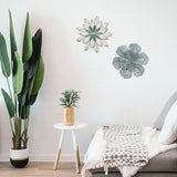 hogardeck Metal Flower Wall Decor, 2 PCS 11" Metal Farmhouse Wall Decor, Floral Metal Wall Art for Indoor Outdoor, Boho Wall Decor for Bathroom, Living Room, Kitchen, Bedroom, Porch, Garden, Yard