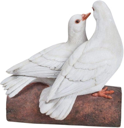 HI-LINE Two Doves on a Log Outdoor Garden Statue - 8.5"