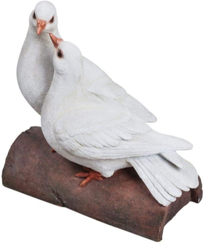 HI-LINE Two Doves on a Log Outdoor Garden Statue - 8.5"