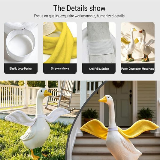 Porch Goose Wings for 23”- 28" Porch Goose Outfit Accessories Poseable White Wings for Yard Lawn Outdoor Garden Patio Decor(1Pcs,White)