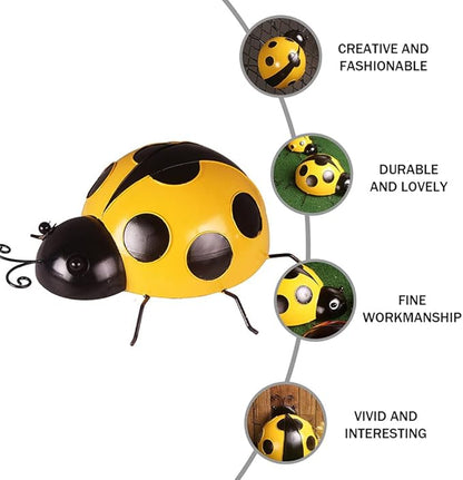 TOYANDONA 3pcs Simulated Ladybug Decorations Outdoor Iron Art Adornments Extra for Garden Lawn and Vibrant Ladybug Ornaments for Backyard and Landscape