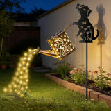 Outdoor Dog Statue Solar Watering Can with Lights, Complete with Netal Dog Silhouette Garden Stake. Ldeal for Garden, Lawn and Courtyard Decoration, A Unique Gift for Mothers and Women.