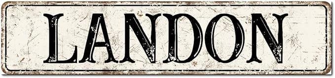 Madcolitote Rustic Landon Wood Signs Landon Street Signs Customized Vintage Wood Plaque Farmhouse Wall Art Wall Decor for Home Bars Clubs Cafes Man Cave Party 4x18in