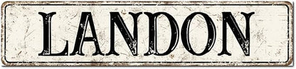Madcolitote Rustic Landon Wood Signs Landon Street Signs Customized Vintage Wood Plaque Farmhouse Wall Art Wall Decor for Home Bars Clubs Cafes Man Cave Party 4x18in