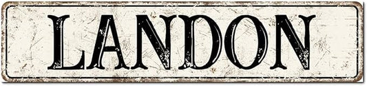 Madcolitote Rustic Landon Wood Signs Landon Street Signs Customized Vintage Wood Plaque Farmhouse Wall Art Wall Decor for Home Bars Clubs Cafes Man Cave Party 4x18in