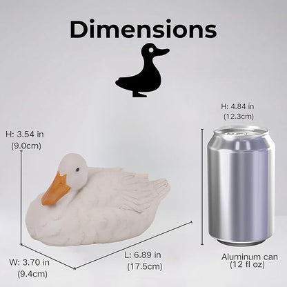 Porch Duck Statue Outdoor Decor,6.9''(D) Squatting White Duck Garden Sculptures for Yard Lawn,Resin Animal Figurines Home Patio Art Decorations