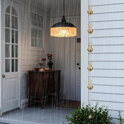 10.5ft Rain Chain for Outside, Rain Chain with 10 Buddha Cups, Adjustable Rain Catcher Chain for Outside, Replacement Downspout for Gutters, Eaves, Drainage