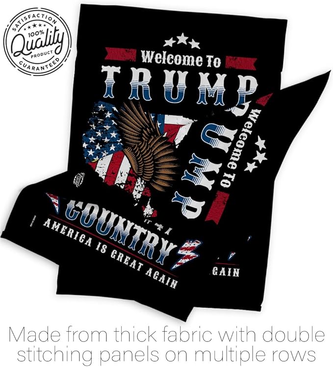 Welcome to Trump Country Flag Yard Sign Wall Hanging Decor Home Poster Rally Shooting MAGA Vance 2024 Political Poster Lawn Garden Outdoor Patriotic Patio Decoration Republican Gift Made in USA