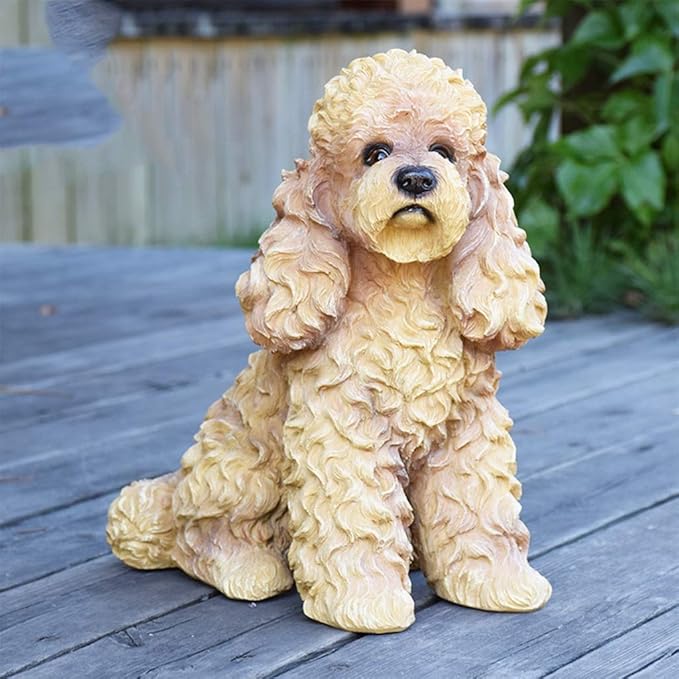 Garden Statues Outdoor Decor Balcony Figurine Outdoor Statues Courtyard Resin Decoration Outdoor Garden Simulation Animal Statue Living Room Corridor Dog Sculpture(25 * 16 * 30cm)