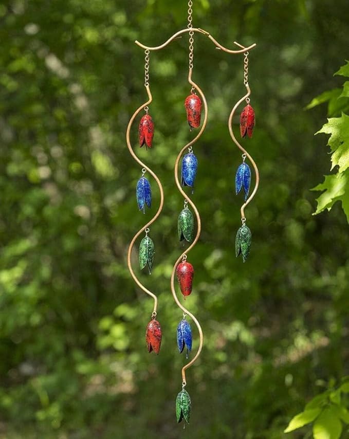 Happy Gardens Triple Bell Spiral Multicolor Wind Chime