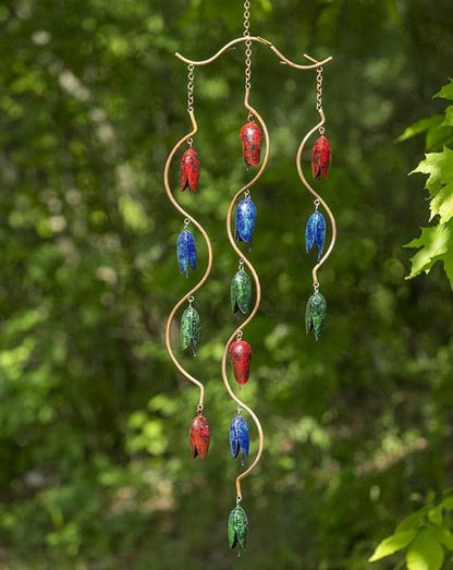 Happy Gardens Triple Bell Spiral Multicolor Wind Chime