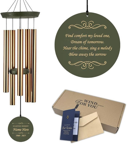 Personalized Sympathy Wind Chime, Sympathy Wind Chimes Gift for The Loss of A Loved One, Commemorative Gifts for Condolences/Funeral, Decorative Wind Chimes Outdoor, Product in USA