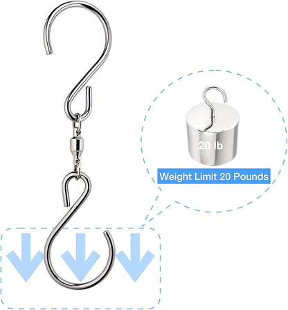 HS's Creation 6 Pack Dual Swivel S Hooks for Indoor Outdoor Organization Spinning Hanger Wind Chimes Spinner Prism Windsocks Hanging Plant Hanging Crystal Ornaments Rainbow Maker Pendant Etc.
