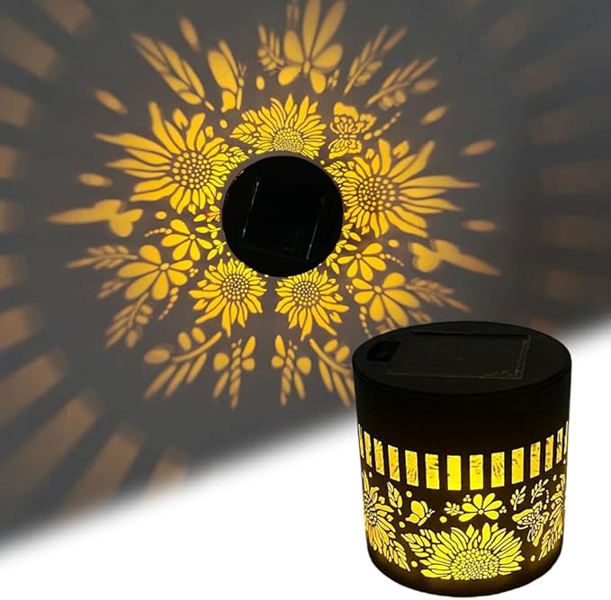 Decorative Solar Mandala Lights, Metal Solar Powered Outdoor Wall Lights Solar Powered Deck Step Stair Lights, Waterproof Mandalas Fence Light for Garden Post Patio Backyard Yard Decor (1, Flower)