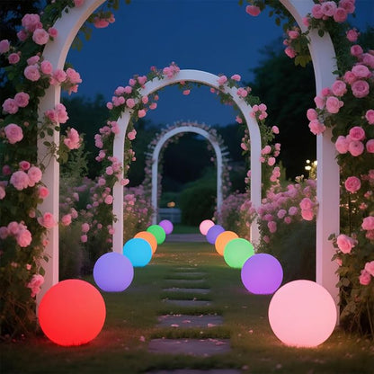 10-in Solar Orb Light, Waterproof Solar Globe Light Outdoor Dimmable RGB Color Changing Solar Garden Ball Light for Outside w/Remote, Landscape Lighting Mood Lamp w/Ground Stake for Yard Poolside Lawn