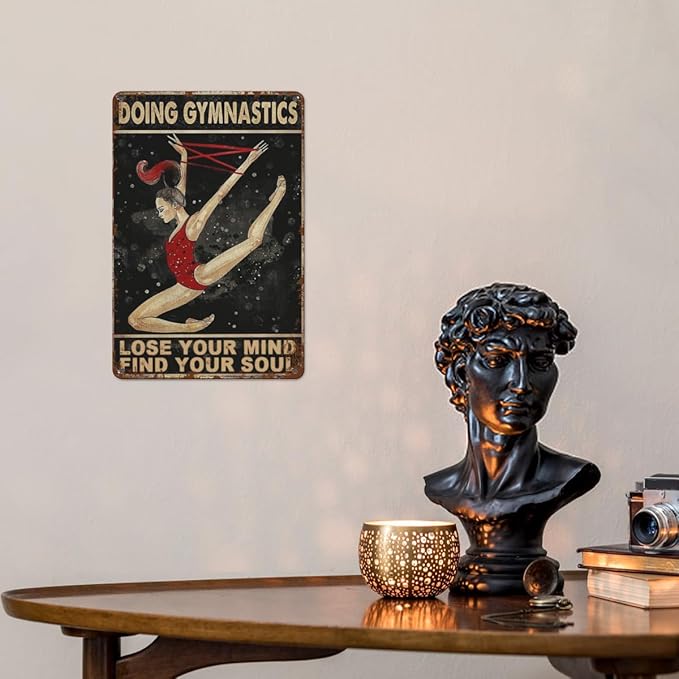 Vintage Metal Tin Sign Doing Gymnatics Lose Your Mind Find Your Soul Coffee Pringches for Home,Patio,Yard,Kitchen & More 8x12 Inches Retro Funny Quote Wall Decor for Indoor & Outdoor Use