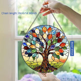 Stained Glass Window Hanging, Tree of Life Suncatcher for Window Doors Garden Home Decoration, Colorful Leaves Glass Panel Ornaments for Women,Men,Wife, Lovers, and Mom 7.8×7.8 in