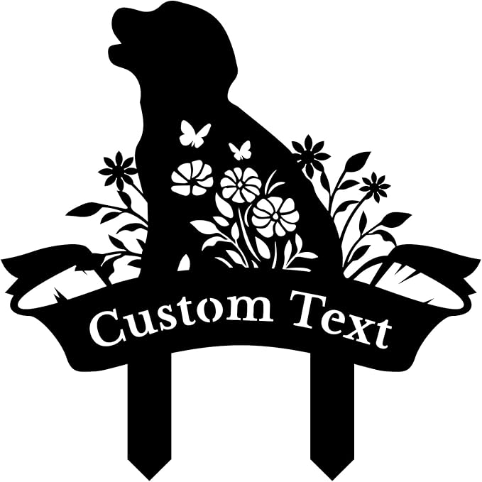 Personalized Metal Custom Garden Sculptures Statues, Yard Art,Shed, Flowerbed Decoration, Outdoor Decor, Animal Stake Pack, Cat Kitty Rabbit Bunny Dog Puppy Flower Metal Signs (Dog B)
