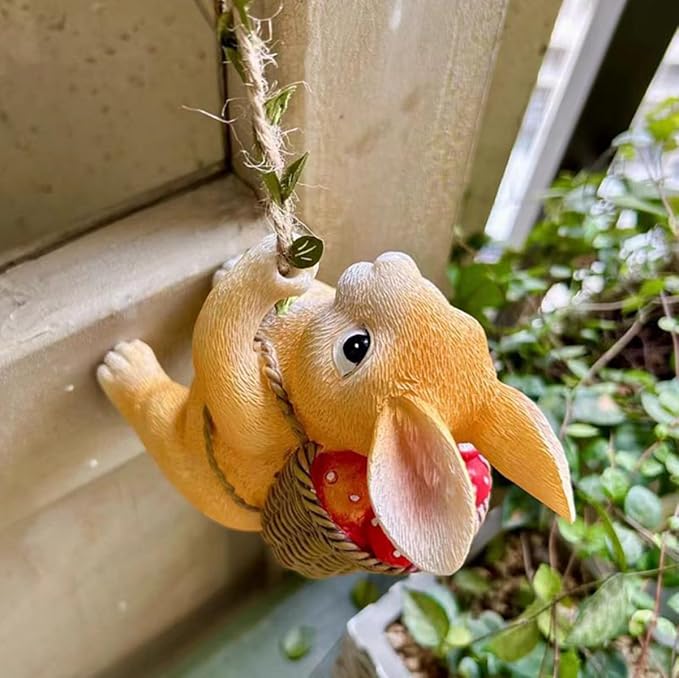 Climbing Rabbit Tree Hugger Garden Bunny Statue Resin Animal Sculpture Yard Decor for Outside, Funny Tree Climber Figurine Outdoor Patio Lawn Ornaments (Rabbit)