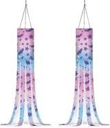 Halloween Bats Stars Windsock Hanging Flag Durable Fabric Polyester Wind Sock with Tails Patio Lawn Garden Tree Party Fall Thanksgiving Decoration