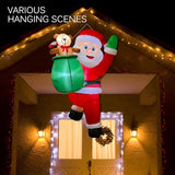 BLOWOUT FUN 4FT Christmas Inflatable Hanging Santa with Gift Bag Decorations, Blow Up Climbing Santa with Build-in LED for Xmas Party, Outdoor, Yard, Garden, Lawn Winter Decoration