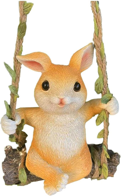 Garden Statues for Outside Yellow Rabbit Outdoor Statue Resin Yard Sculpture for Garden Decoration 10x7.5x13 cm Outside Statues for Yard and Garden Gardening Gifts
