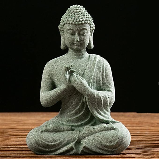 CrazySavage Mini Buda Meditating Buddah Statue-Natural Sandstone Stone -Handmade for Zen Garden Fish Aquarium Tank Yoga Bonsai Micro Landscape Spiritual Fengshui Praying Shui Chakra Decor (Blessing)