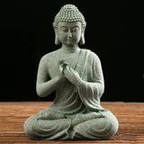 CrazySavage Mini Buda Meditating Buddah Statue-Natural Sandstone Stone -Handmade for Zen Garden Fish Aquarium Tank Yoga Bonsai Micro Landscape Spiritual Fengshui Praying Shui Chakra Decor (Blessing)