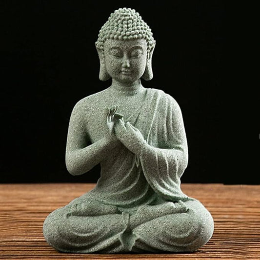 CrazySavage Mini Buda Meditating Buddah Statue-Natural Sandstone Stone -Handmade for Zen Garden Fish Aquarium Tank Yoga Bonsai Micro Landscape Spiritual Fengshui Praying Shui Chakra Decor (Blessing)