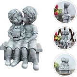 Yardwe Resin Kissing Figurines Outdoor Garden Statue Boy and Girl Couple Sculpture Table Decor for Patio Lawn and Home Decoration