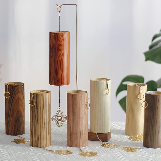 Chakra Chimes Natural Bamboo Wind Chimes Meditation Chord Windchime Wind Bell for Home Decoration Zen Mindfulness Sacral Chakra