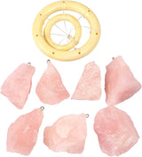 mookaitedecor Rose Quartz Stones Rough Crystals Wind Chimes for Home Garden Decoration 17-21 Inches