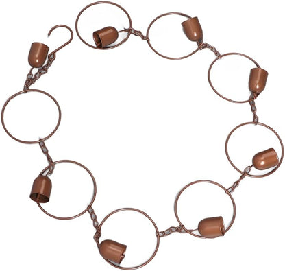 Hanging Rain Chime Metal Rain Chain for Outside Decorative Rain Gutter Chain with Bells Feng Shui Good Luck Chimes for Balcony Courtyard Garden Downspouts Creates Soothing Sound