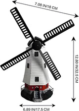 Solar Windmill Light Outdoor, Waterproof Garden Decoration with Auto Dusk to Dawn Sensor, Solar Powered Lantern for Yard, Patio, Park, Villa, and Residential Areas (White)