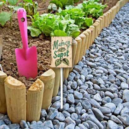 Uptell Vintage Aluminum Mamey Sapot Fruit Signs Yard Sign with Stake for Garden Fruit Garden Label Stakes Plant Markers for Outdoor Plants Waterproof 8x12 inch