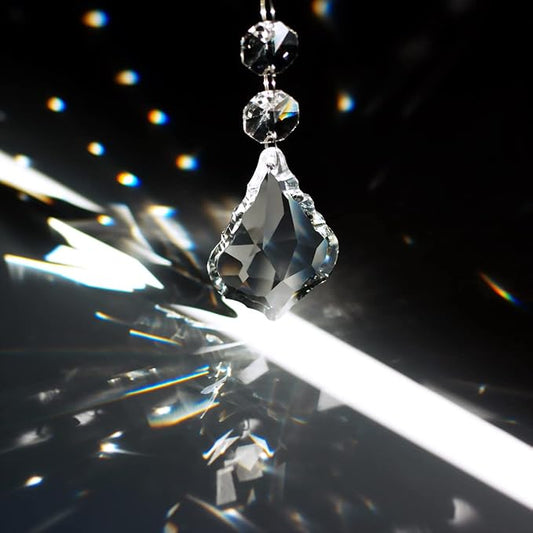 12pcs Glass Crystal Chandelier Prisms Beads Replacement, Hanging Crystals Suncatcher for Chandeliers Decoration
