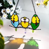 Multicolor Owl Decor Stained Glass Window Hanging,Best Bird Gifts for Owl Lovers Women,Bird Suncatcher for Window Home Decoration,Birthday Gifts for Lover and Friend