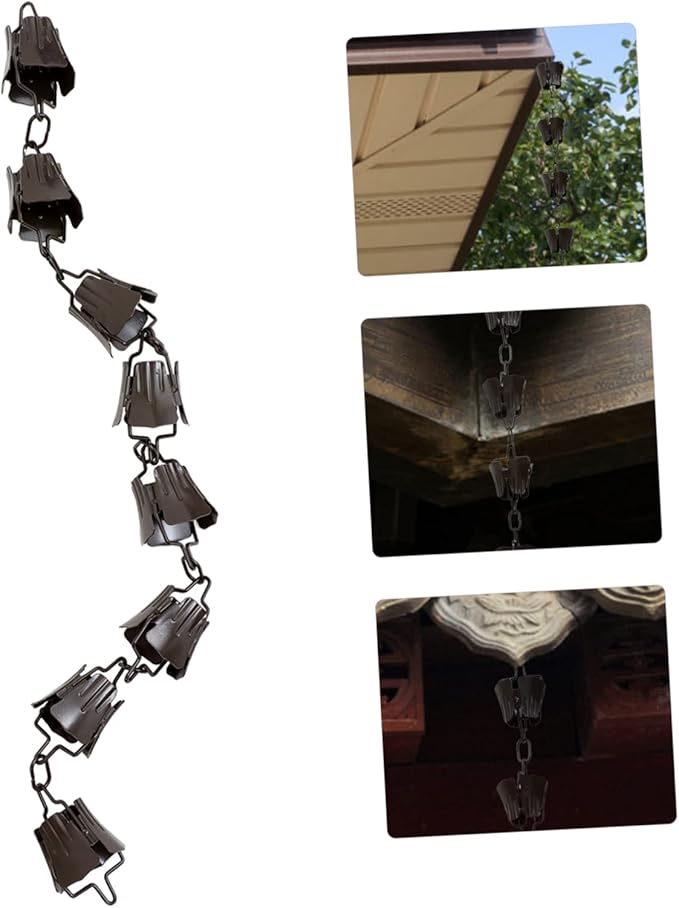 1m Flower Chain Rain Chain Gutter Hangers Decorative Chimes Cups Replacement for Gutter Style Decor